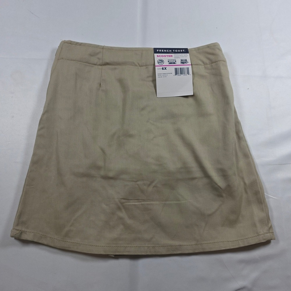 French Toast Girls Khaki Pleated Ribbon Scooter Skirt Uniform Size 6X SX9129 G